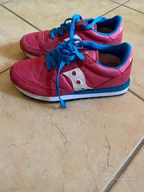 Saucony 37 fucsia lacci blu nuove