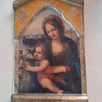 donna con bambino vintage legno