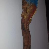 Scultura iguana in pasta di legno