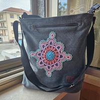 borsa tracolla in tela di jeans 