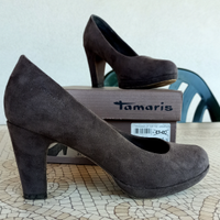 Scarpe n.37 décolleté con tacco tortora