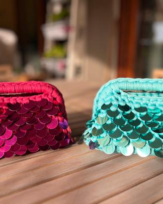 Clutch bag paillettes all’uncinetto