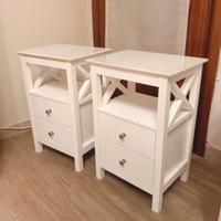 Comodini moderni 2 pezzi colore bianco con casetti