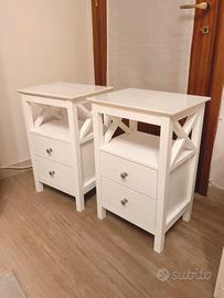 Comodini moderni 2 pezzi colore bianco con casetti