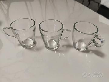 3 tazzine caffè in vetro