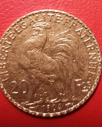 Moneta Francia 20 franchi. oro - Galletto 1904 SPL