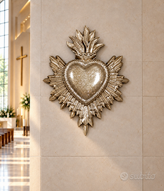 Cuore Ex Voto decorativo color oro – stile sacro
