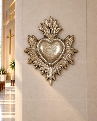 Cuore Ex Voto decorativo color oro – stile sacro