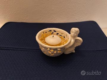 Ciotola in ceramica color avorio con angelo