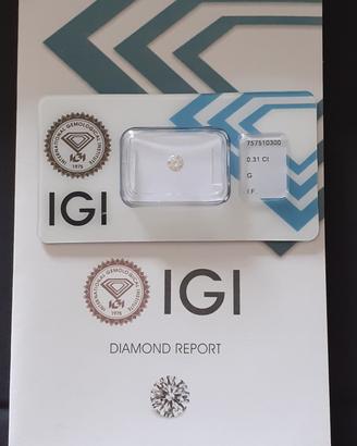 Diamante naturale  0.31 Ct - G - IF - 3EX 