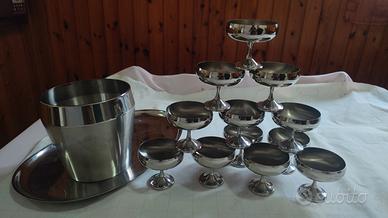 Set 12 Coppe Champagne con Vassoio e Glasset AMC