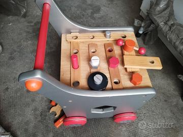 carrello 4 ruote in legno falegname 30/45