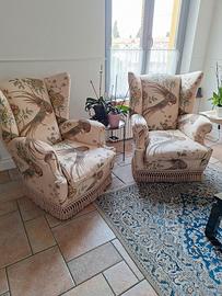 Coppia poltrone Bergére in seta