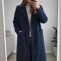 Cappotto lungo blu navy stile vintage Tg IT 46 XL