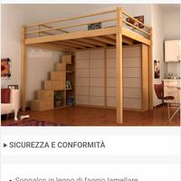 Cinius soppalco letto mod. Yen in legno massello