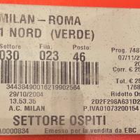 Biglietto partita Milan- Roma 2004/2005