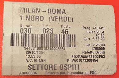 Biglietto partita Milan- Roma 2004/2005