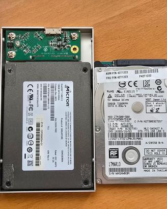 3 hard disks e ssd 2.5" per portatile + box usb 3