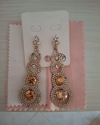 Orecchini Pendenti Lunghi Strass e Cristalli