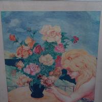 Quadro Raffigurante "Donna con rose"