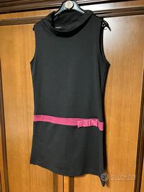 Vestito nero elegante tg M con cintura rosa
