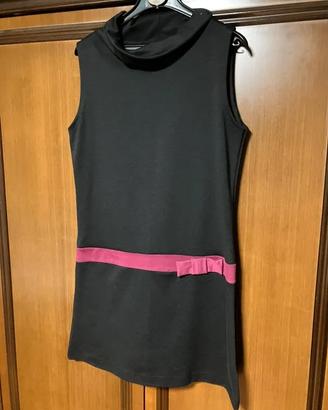 Vestito nero elegante tg M con cintura rosa