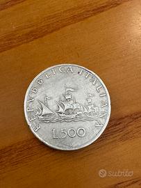 Moneta 500 lire in argento “Caravelle” 1959