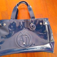borsa vernice blu armani 
