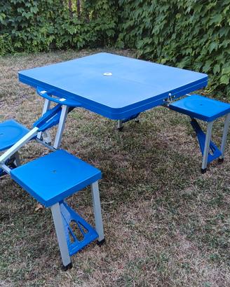 Tavolino pieghevole con 4 sgabelli