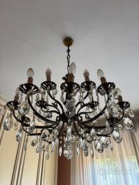 Lampadario a 12 luci con cristalli pendenti