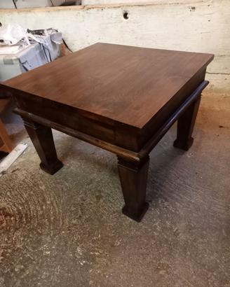 tavolino 60x60 in legno di teak chiaro e scuro