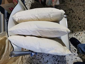 3 cuscini in vera piuma d'oca fodera con cerniera