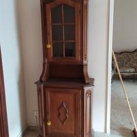 antica vetrina in legno doppio corpo cristalliera