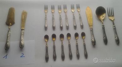 17 posate con manico in argento 800 usate poco