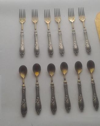 17 posate con manico in argento 800 usate poco