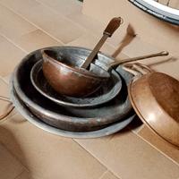 set padelle e mestoli rame