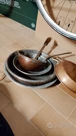 set padelle e mestoli rame