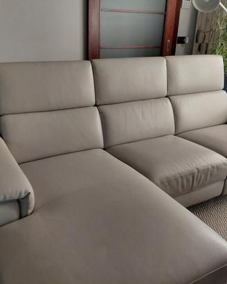 Divano Bianco/grigio in pelle relax Poltrone Sofà