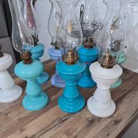 set collezione lumi/lampade petrolio opaline