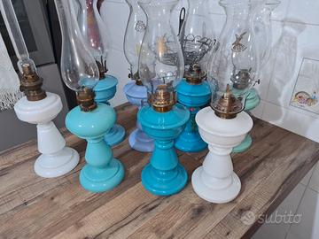 set collezione lumi/lampade petrolio opaline