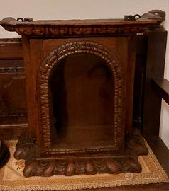 antica teca vetrinetta legno