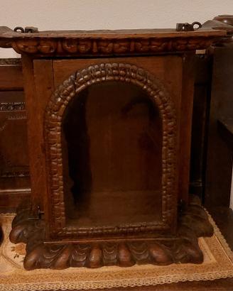 antica teca vetrinetta legno