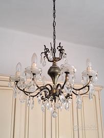 Lampadario a gocce 8 lampadine in ottone