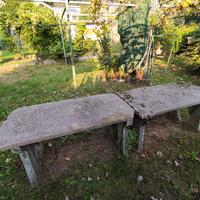 2 Tavoli da giardino in cemento e polvere di marmo