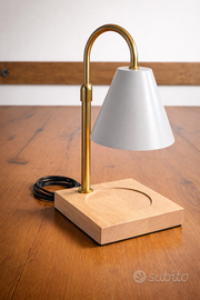 Lampada scalda-candele in legno e metallo