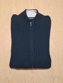 Cardigan GSWD blu navy a coste con zip – Taglia S 