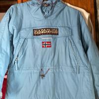 Napapijri geographic XS, giaccone azzurro+berretto