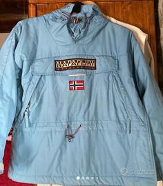 Napapijri geographic XS, giaccone azzurro+berretto