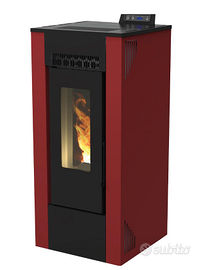 NUOVA-Stufa a pellet ventilata  10.3 KW bordeaux