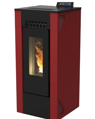 NUOVA-Stufa a pellet ventilata  10.3 KW bordeaux